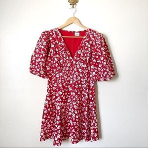 Lini Puff Sleeves Red Evie Floral Mini Dress Large
